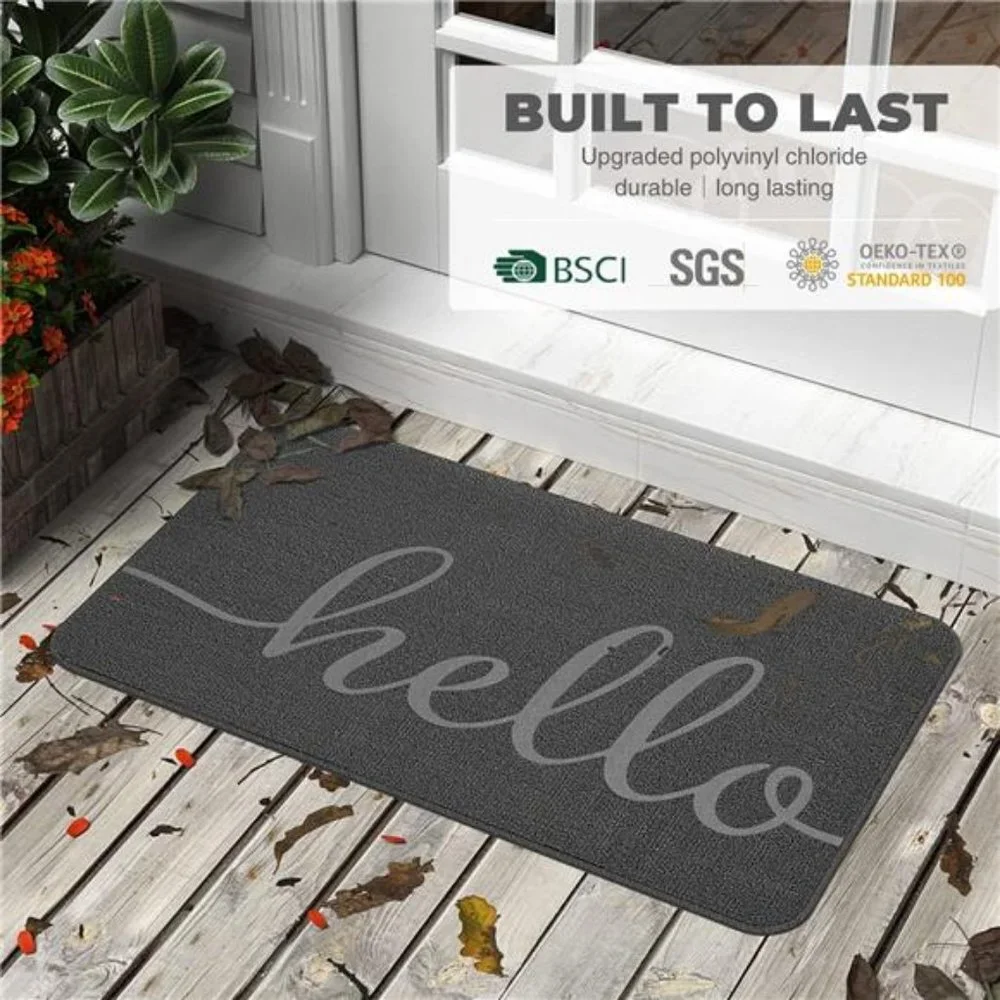 Front Door Mat, Non-Slip Entryway Rug, Resist Dirt Hello Welcome Mat (17X30'')